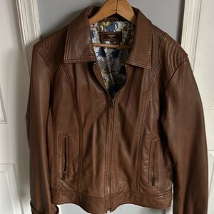 Brown Leather bomber jacket
